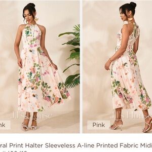 JJs House Pink Floral Midi Dress this is a Medium size but runs small.